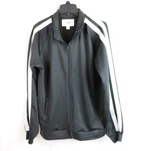 Fashion Nova Men Black White Stripe Track Jacket Sz Medium Full Zip